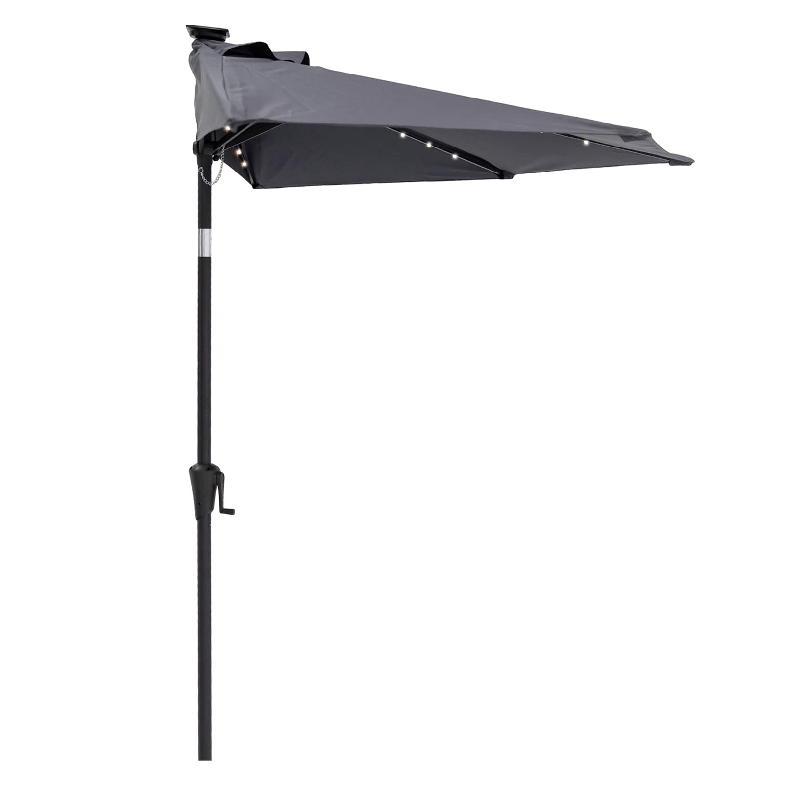 C-Hopetree 9 ft Half Round Outdoor Patio Market Wall Umbrella with Solar LED Lights and Tilt, Anthracite