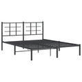 vidaXL Black Steel Double Bed Frame - Modern Bedroom Furniture with Headboard, Metal Slats, Under Bed Storage, 81.5"x61.4"x35.4"