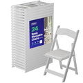 Simplex Furniture Modern White Resin Foldable Chair - 24 Pack, Stackable, Lightweight, Indoor/Outdoor, Rental Grade - Folding Chairs With Padded Seats