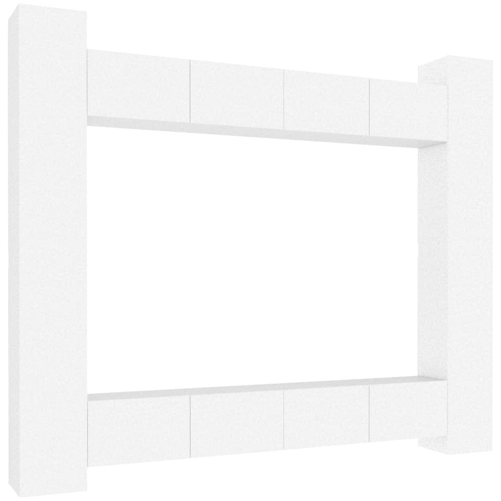 vidaXL TV Cabinet Set 8 Piece Home Bedroom Living Room Entertainment Center Console HiFi Cabinet TV Stand Media Unit Furniture White Engineered Wood