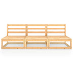 vidaXL Solid Wood Pine Patio 3-Seater Sofa Garden Outdoor Lawn Yard Terrace Balcony Wooden Seat Seating Sectional Middle Sofa Furniture