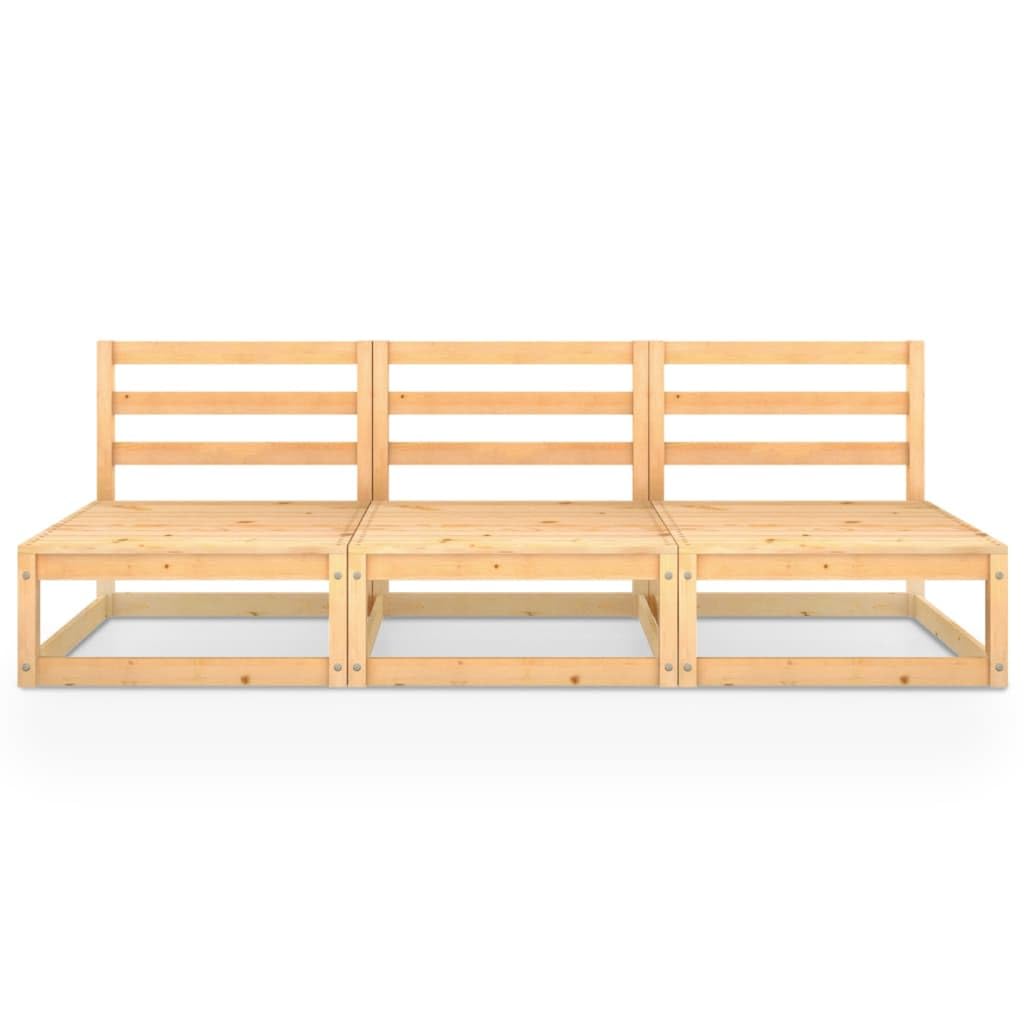 vidaXL Solid Wood Pine Patio 3-Seater Sofa Garden Outdoor Lawn Yard Terrace Balcony Wooden Seat Seating Sectional Middle Sofa Furniture