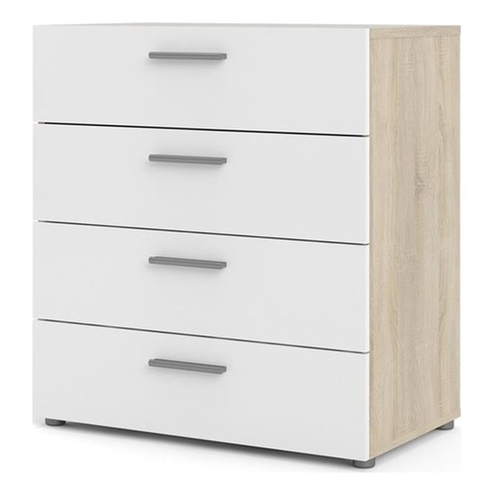 Austin 4 Drawer Chest, Oak Structure/White High Gloss
