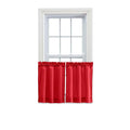Ellis Curtain Stacey Sheer Tailored Tier Pair Curtains, 56 x 36, Red