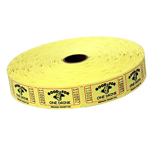 Yellow Good For One Drink Ticket Roll : Roll Of 2000
