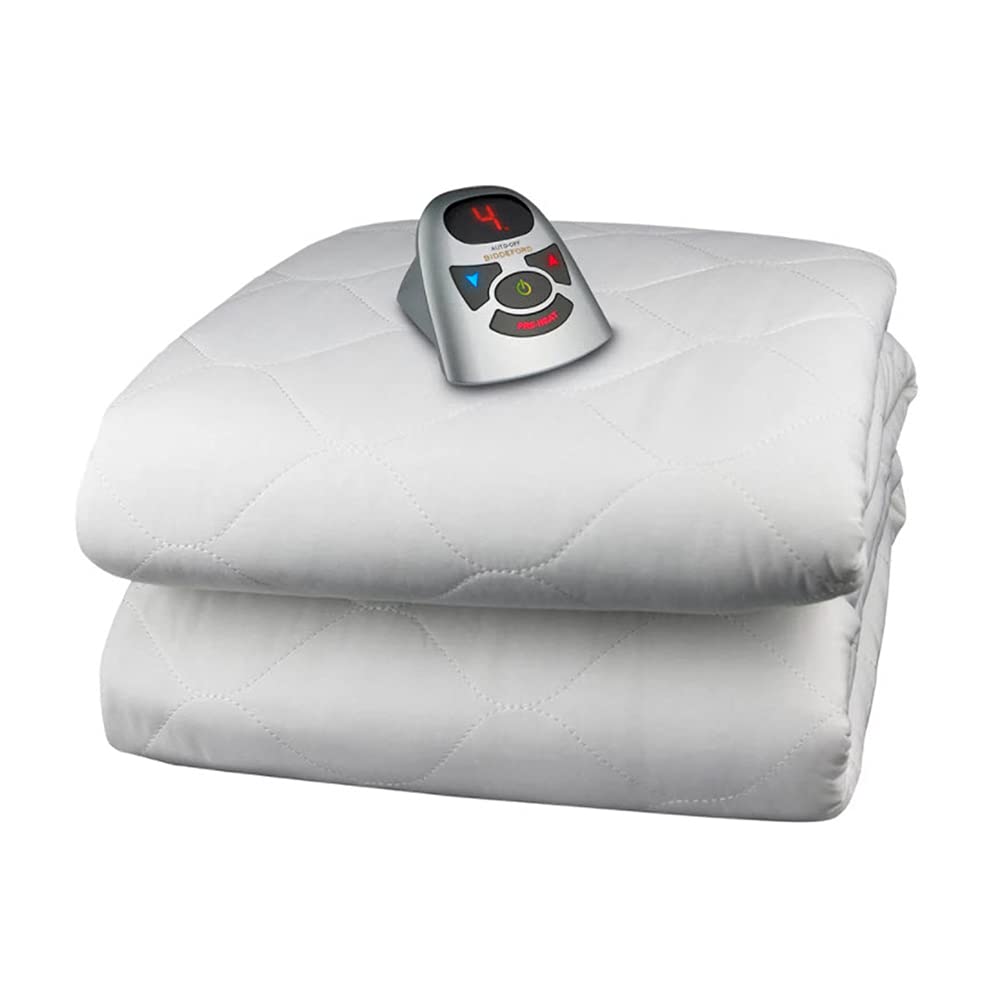 Biddeford Blankets 6 Ounce Quilted Electric Heated Mattress Pad With Digital Controller, Full, White