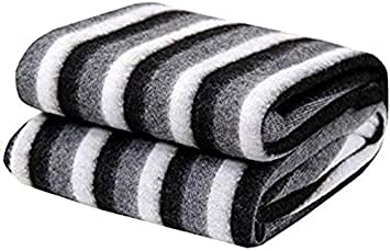 PPS Textiles Polo Striped Fleece Warm and Soft, FullLength Blankets ( Black and White , 240 cm x 130 cm )