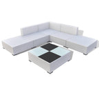 6 Piece Patio Lounge Set with Cushions Poly Rattan White