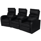 vidaXL Recliner 3-seat Artificial Leather Black
