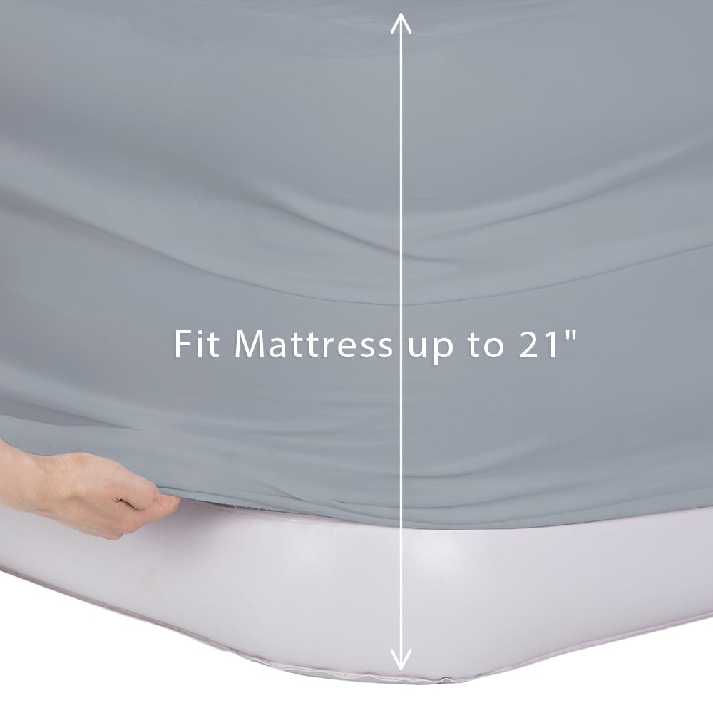 Bedecor Air Bed Sheets For Mattress Cover Removable Bed And Elastic Band Super Soft And Breathable & Deep Up To 21'' Light Gray
