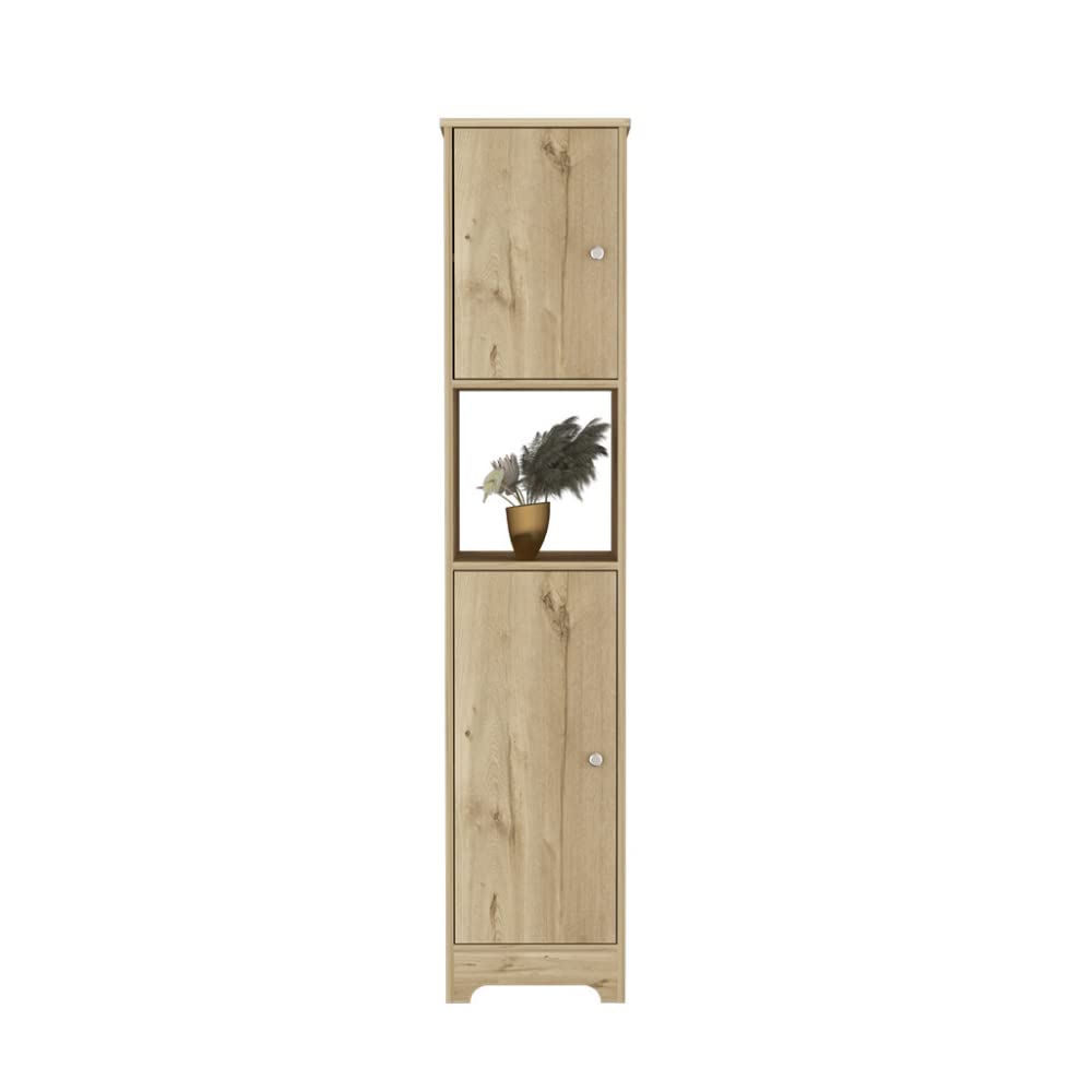 Depot E-Shop Hartford 2-Piece Bathroom Set With Linen Cabinet And Bathroom Vanity, Light Oak