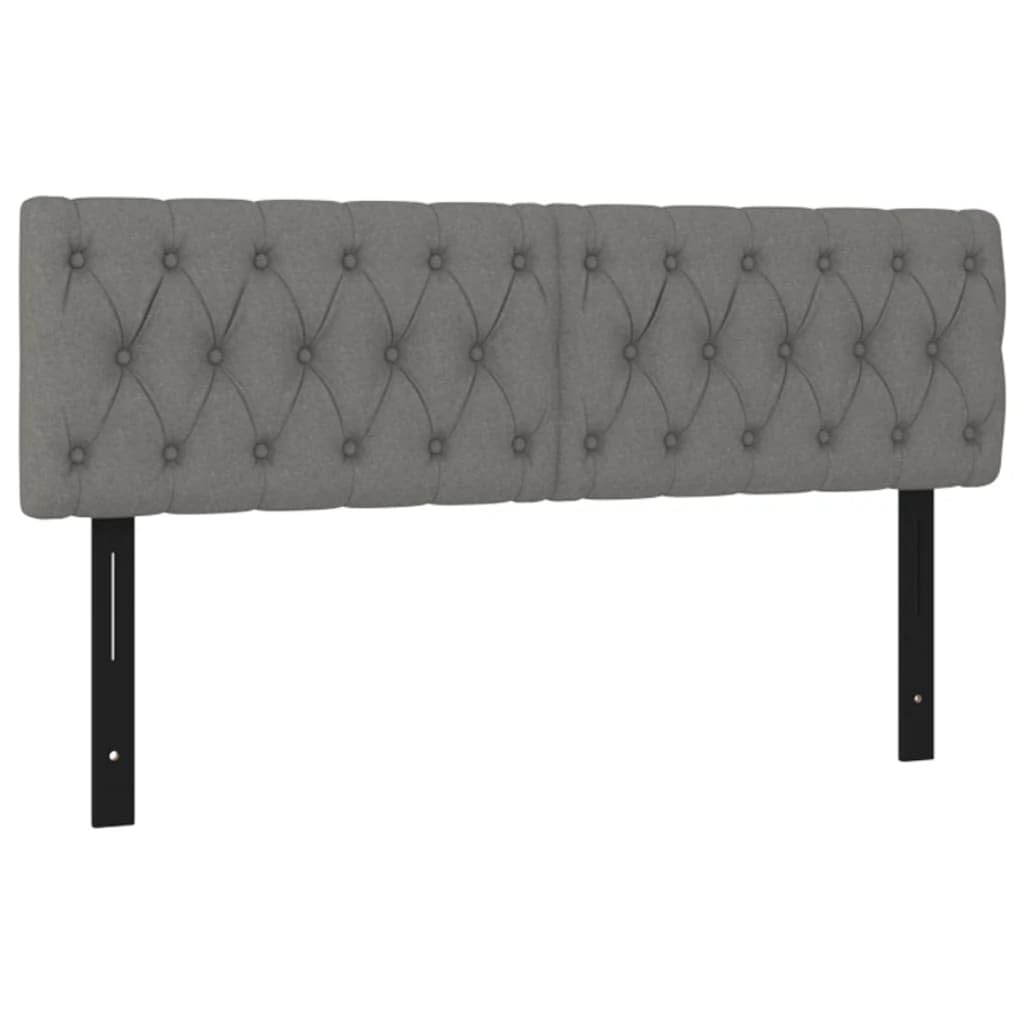vidaXL Set of 2 Twin Headboards with Foam Filling - Dark Gray 100% Polyester Fabric, Solid Larch Wood - 28.3"x2.8"x30.7"/34.6" Dimensions