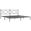 vidaXL Black Metal Bed Frame-King 76"x79.9" with Headboard and Slats-Modern Bedroom Furniture-Steel Construction-Easy Assembly