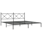 vidaXL Black Metal Bed Frame-King 76"x79.9" with Headboard and Slats-Modern Bedroom Furniture-Steel Construction-Easy Assembly