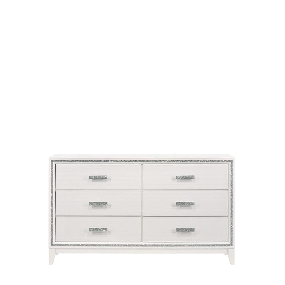 Acme Haiden Rectangular Wood 6-Drawer Bedroom Dresser in White