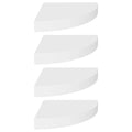 vidaXL Floating Corner Shelves Set of 4, White 9.8x9.8x1.5, Durable MDF and Strong Metal, Invisible Mount, Easy Assembly, Modern