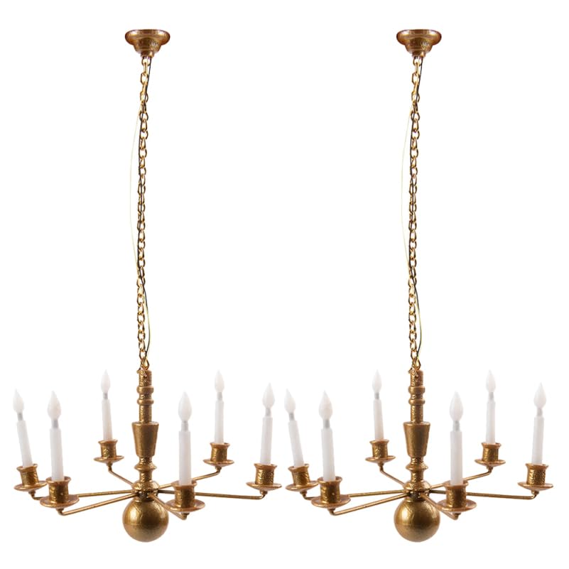 Healvian 2pcs Model Chandelier Miniature Chandelier Dollhouse Ceiling Lamp Miniature Hanging Light Mini Decor Hanging Lamp Model