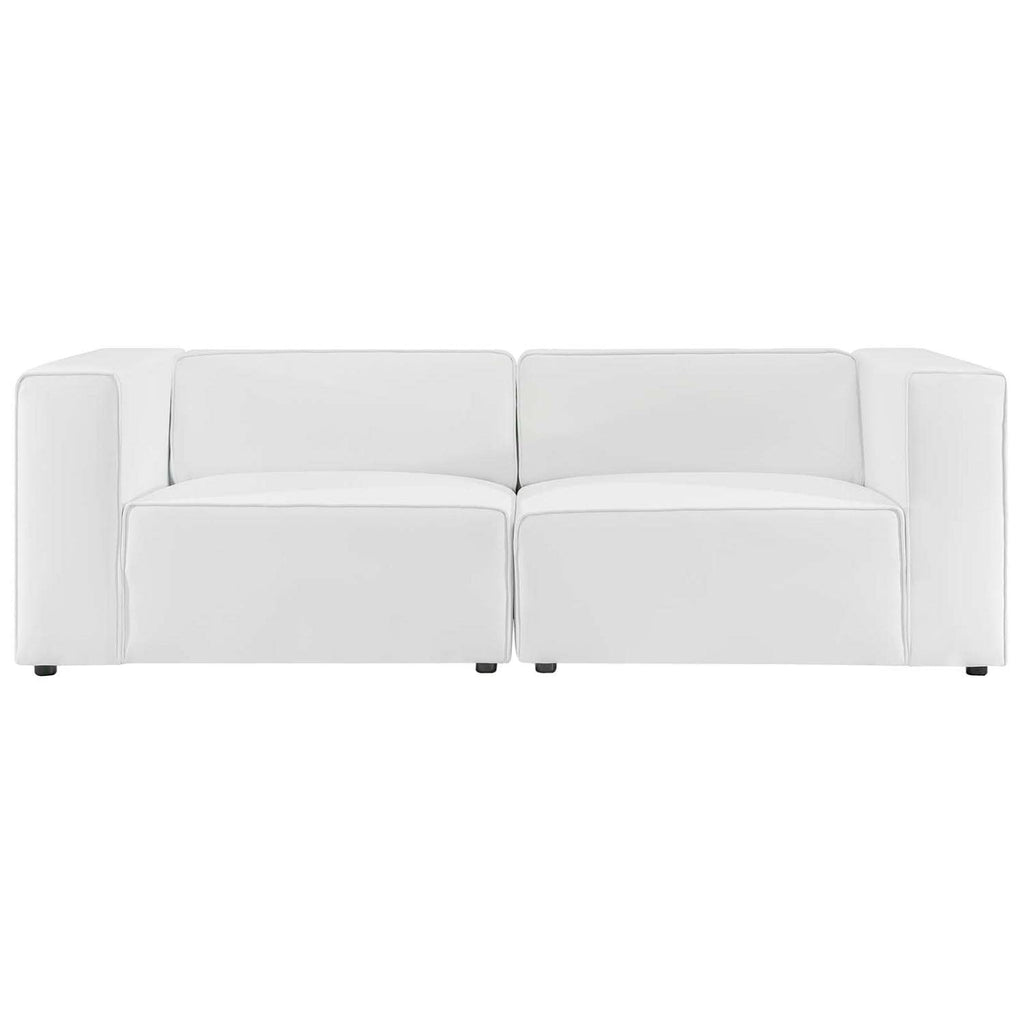 Modway Mingle Vegan Leather 2-Piece Sectional Loveseat in White