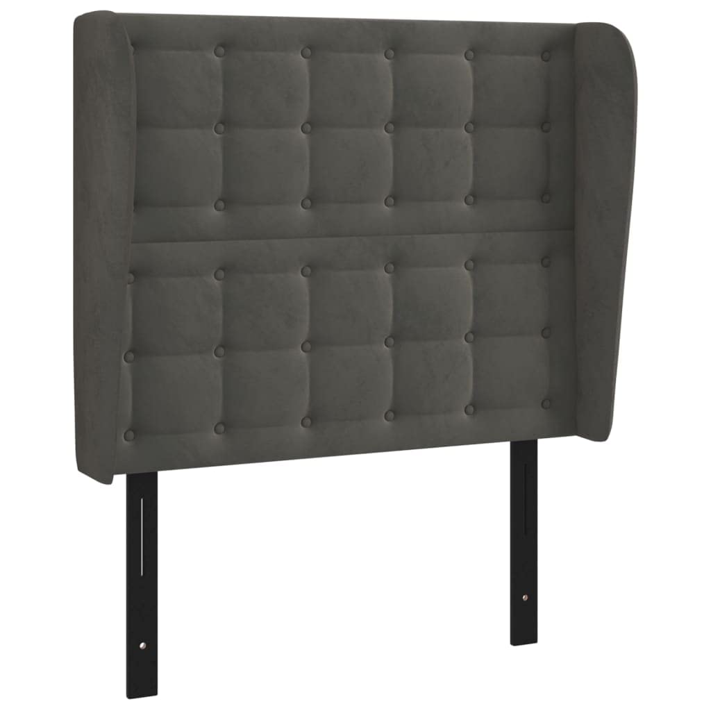 vidaXL Headboard, Upholstered Headboard for Bed Home, Bed Headboard with Ears, Bedroom Furniture, Dark Gray 40.6"x9.1"x46.5"/50.4" Velvet