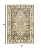 HomeRoots 508865 10 x 13 ft. Beige Gray Tan & Charcoal Oriental Power Loom Stain Resistant Rectangle Area Rug, Rectangular