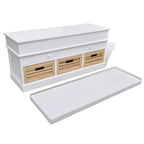 White Storage & Entryway Bench with Cushion Top 2 Draw 3 Crate