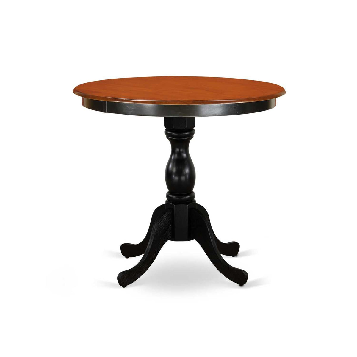 East West Furniture Espv3-Bch-W 3 Piece Dinette Set For Small Spaces Contains A Round Dining Table With Pedestal And 2 Dining Chairs, 30X30 Inch, Black & Cherry