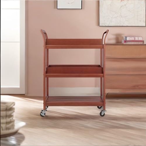Ergode Albert Entertainment Cart: Versatile, Elegant Walnut Finish, Removable Trays