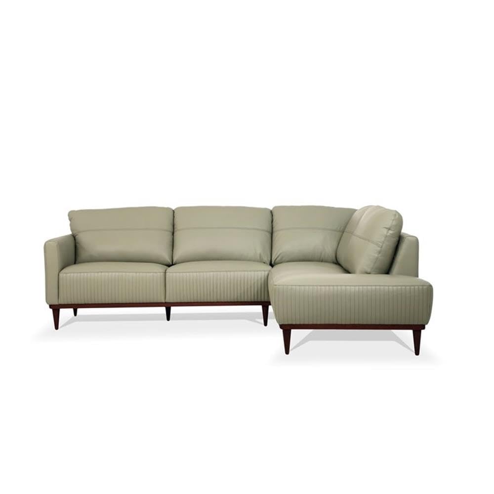Acme Tampa Right Facing Leather Sectional in Airy Green