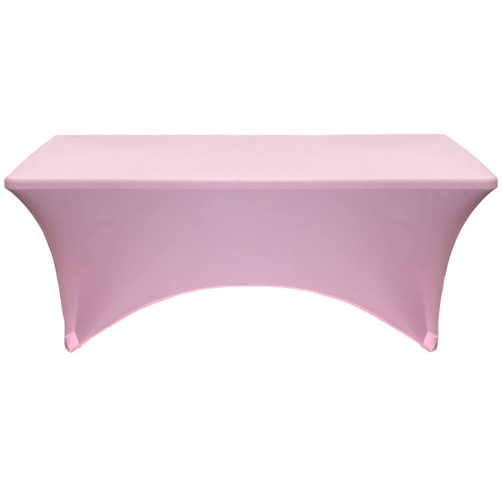 Your Chair Covers Rectangular Spandex Table Covers 6Ft Fitted Tablecloth Wedding Event Patio Table Decorations Elastic Fabric Stretch Table Covers For 6 Ft Folding Table (Pink)