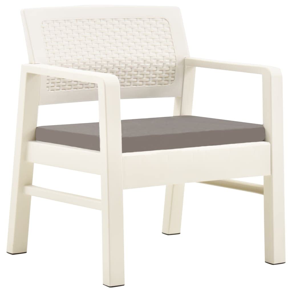 vidaXL Patio Furniture Set 3 Piece, Outdoor Furniture Set, Cushioned Patio Chair, Outdoor Table and Chair for Porch Balcony Lawn, White