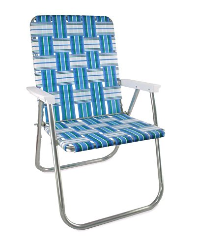 Lawn Chair Usa - Outdoor Chairs For Camping, Sports And Beach. Chairs Made With Lightweight Aluminum Frames And Uv-Resistant Webbing. Folds For Easy Storage (Classic, Sea Island With White Arms)