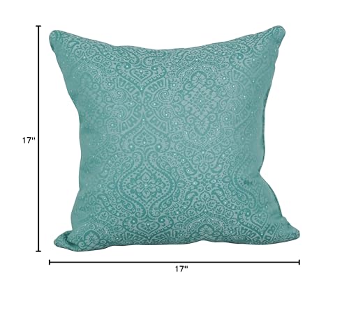 Blazing Needles Square Polyester Jacquard Throw Pillows, 17", Mabul Seaglass 2 Count