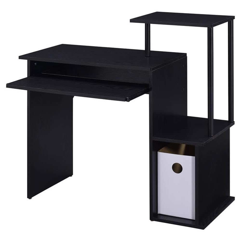 Acme Lyphre Wooden Rectangle Top Computer Desk with Keyboard Tray in Black