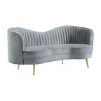 Coaster Home Furnishings Sophia 2-Piece Upholstered Living Room Set with Camel Back Grey and Gold