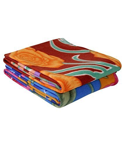 MUKHAKSH Print May Vary Coloured Single Bed Polar Fleece Soft Touch Light Weight Blanket for Light Winters/Summer, Multicolour 