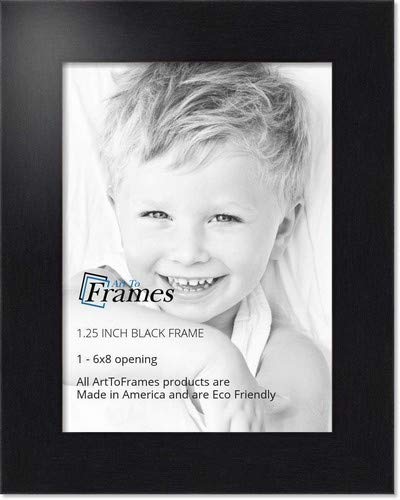 ArtToFrames 6x8 Inch Black Picture Frame, This 1.25 Custom Poster Frame is Black Steel Style, for Your Art or Photos - Comes wit