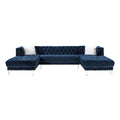 Acme Adnelis Velvet Tufted Sectional Sofa with 2 Pillows in Red