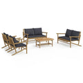 vidaXL Patio Furniture Set 5 Piece, Outdoor Conversation Set with Cushions, Loveseat with Coffee Table for Patio Lawn Garden, Fa