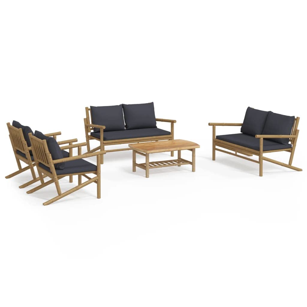 vidaXL Patio Furniture Set 5 Piece, Outdoor Conversation Set with Cushions, Loveseat with Coffee Table for Patio Lawn Garden, Fa