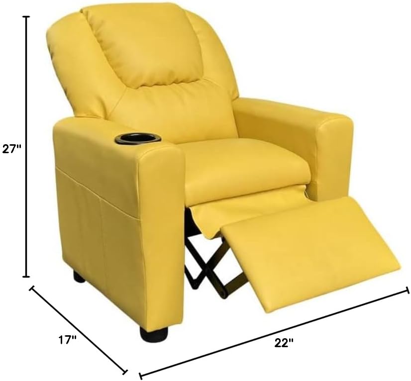 Marisa Yellow PU Leather Kids Recliner Chair