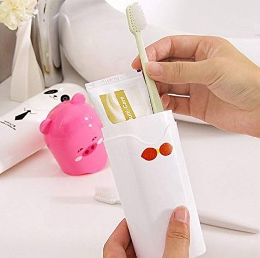 Trendmad Capsule Shape Travel Toothbrush Toothpaste Case Holder l Plastic Toothbrush Storage Holder (MultiColor, 2 Piece)