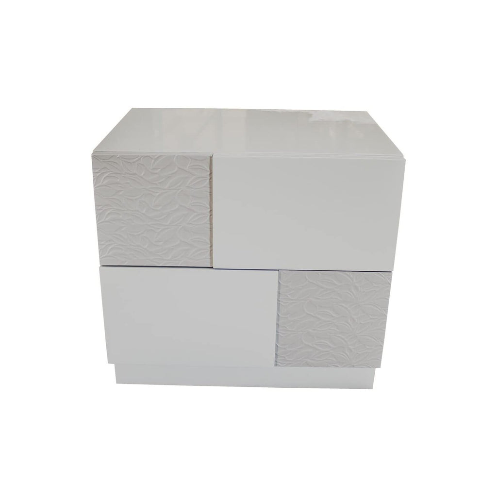 Best Master Naple 2-Drawer Poplar Wood Bedroom Nightstand In Gray/Silver Line