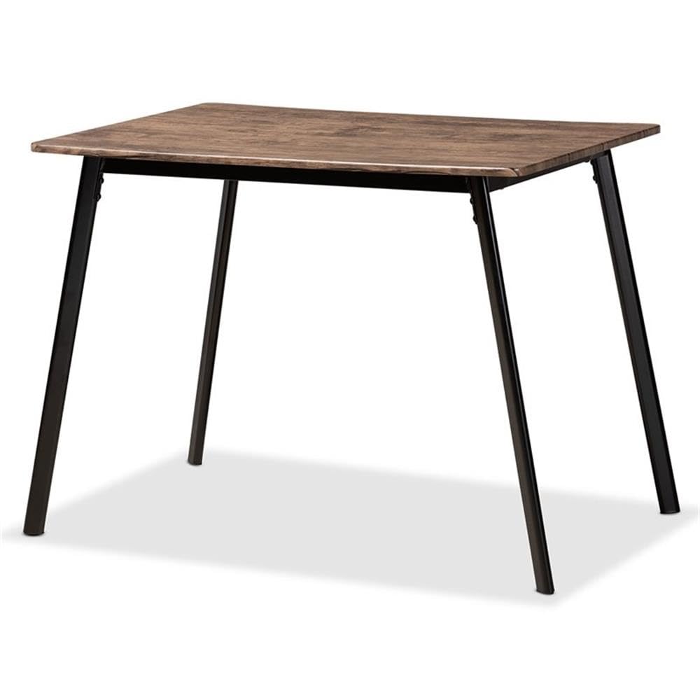 Baxton Studio Calder Midcentury Modern Walnut Brown Finished Wood And Black Metal Dining Table
