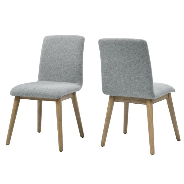 Steve Silver Furniture Vida Side Chair, Burnished Blonde, Mid-Century Modern, Sturdy Asian Hardwood, Ergonomic Design, Gray Fabric, Dining Room, Kitchen, 18.25" D x 23" W x 34.25" H, Grey