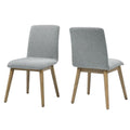 Steve Silver Furniture Vida Side Chair, Burnished Blonde, Mid-Century Modern, Sturdy Asian Hardwood, Ergonomic Design, Gray Fabric, Dining Room, Kitchen, 18.25" D x 23" W x 34.25" H, Grey
