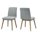 Steve Silver Furniture Vida Side Chair, Burnished Blonde, Mid-Century Modern, Sturdy Asian Hardwood, Ergonomic Design, Gray Fabric, Dining Room, Kitchen, 18.25" D x 23" W x 34.25" H, Grey