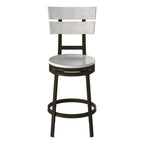 American Woodcrafters Colson Distressed White Metal Swivel Counter Barstool