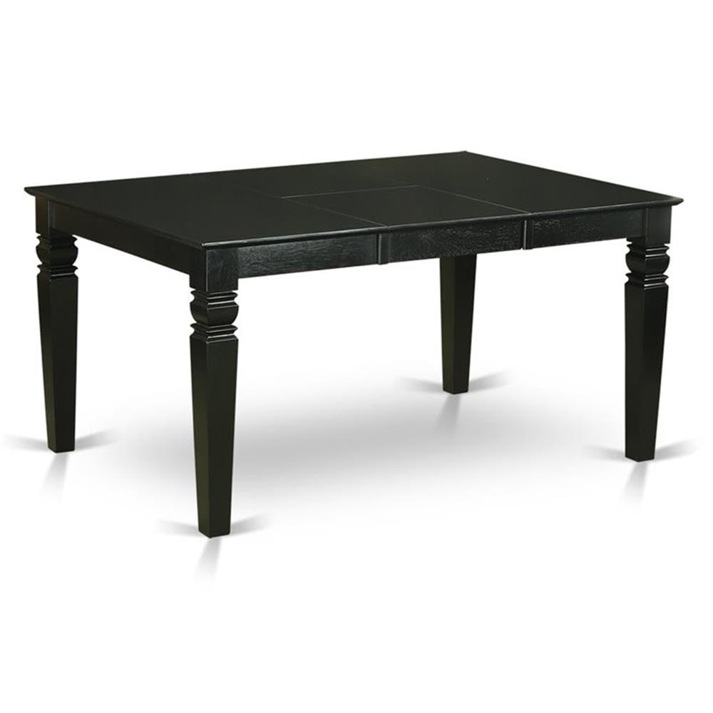 East West Furniture Wefl5-Blk-21 5 Piece Dining Table Set For 4 Includes A Rectangle Kitchen Table With Butterfly Leaf And 4 Blue Linen Fabric Upholstered Chairs, 42X60 Inch, Black