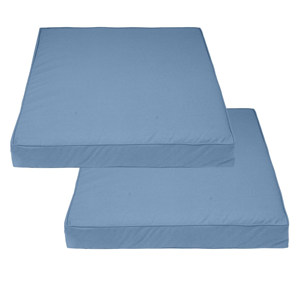 Covers & All Square Outdoor Cushion Covers For Patio Furniture For Patio Furniture, Water, Tear & Uv Resistant Slipcover With Double Zippers (Pack Of 2) (20' L X 20' W X 4' Thick, Sky Blue)