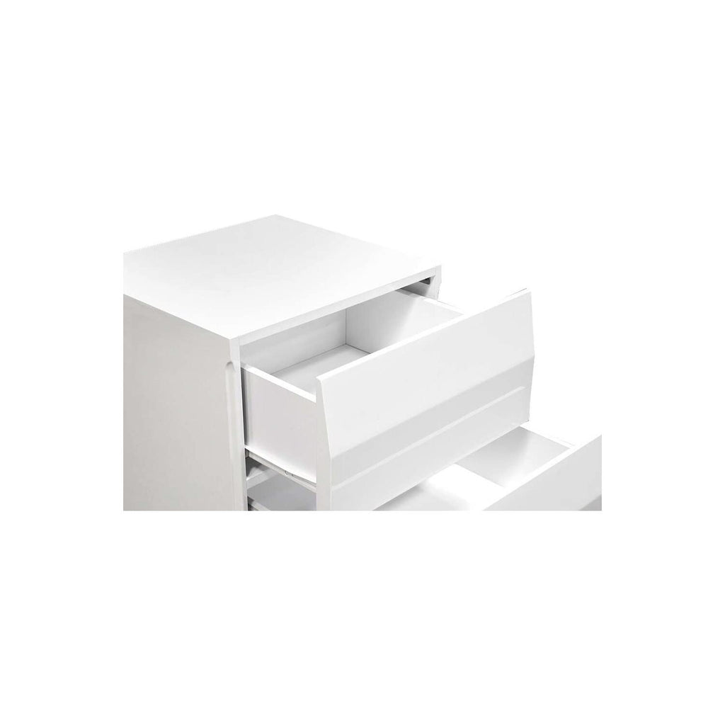 Best Master Spain 2-Drawer Poplar Wood Bedroom Nightstand In White/Silver Base